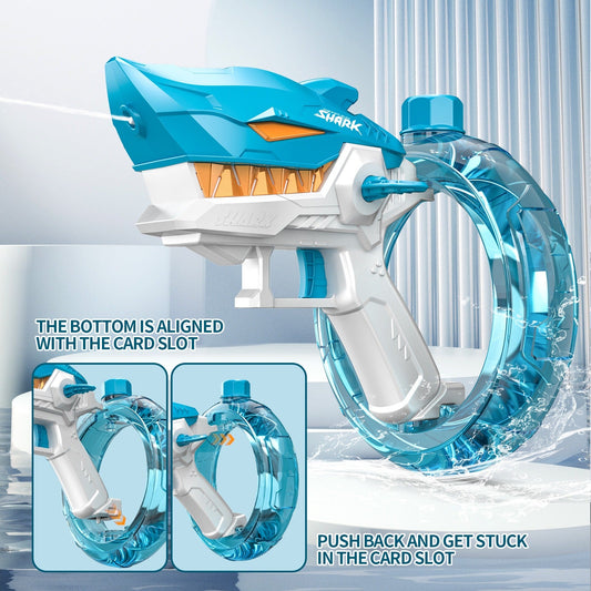Shark-Themed Automatic Water Blaster with Large Tank, Long-Range Spray & Easy Controls