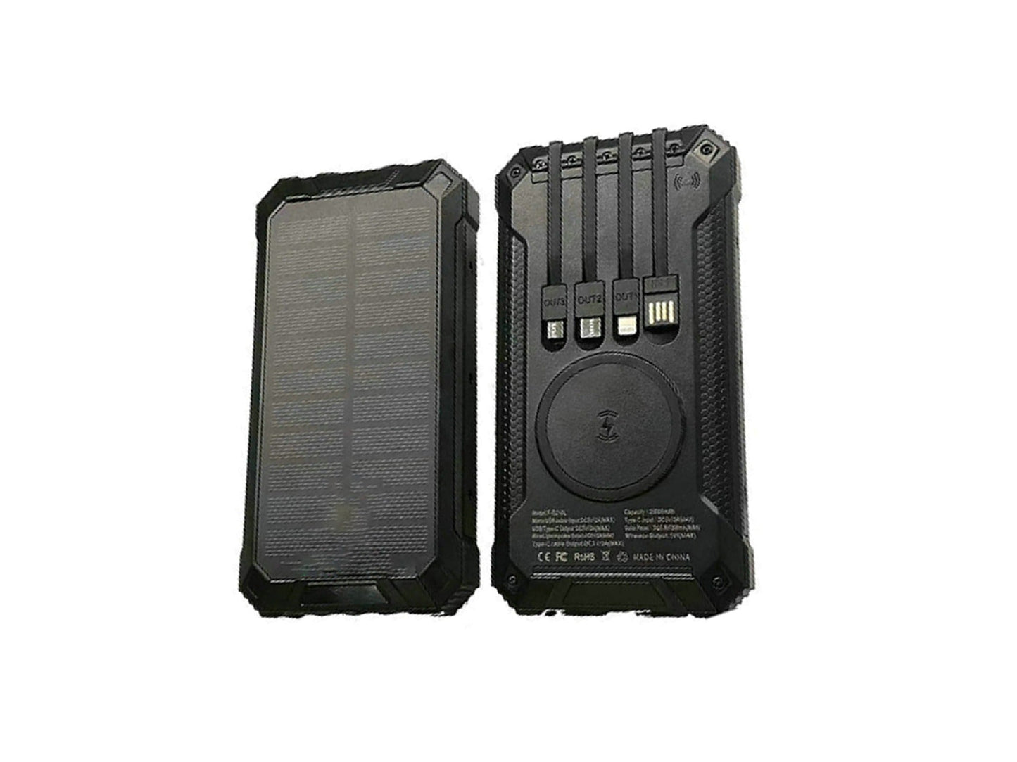 20000 mAh Solar Power Bank with Wireless Charging, Dual USB Outputs & Sustainable Energy