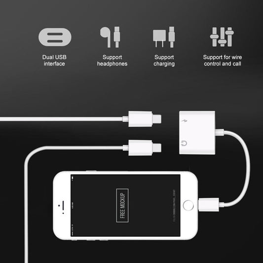 Dual Function iPhone Adapter - Charge and Listen to Music Simultaneously, Compact Design