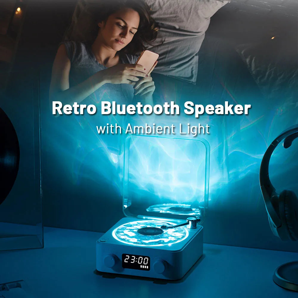 Retro Bluetooth Speaker with RGB Lights, Powerful Subwoofer & Long Battery Life