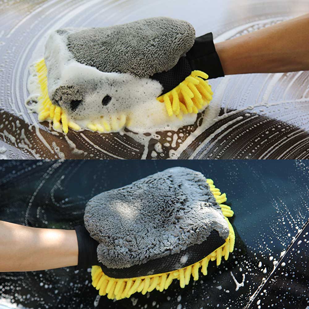 Ultra-Soft Coral Fleece Car Wash Mitt - Scratch-Free, High Absorbency & Machine Washable