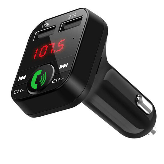 Bluetooth FM Transmitter with Car Charger, Hands-Free Calling & LCD Display for Easy Use