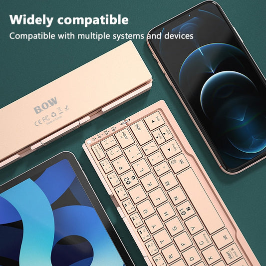 Portable Bluetooth Keyboard - Compact, Foldable, Rechargeable & Compatible with All Devices