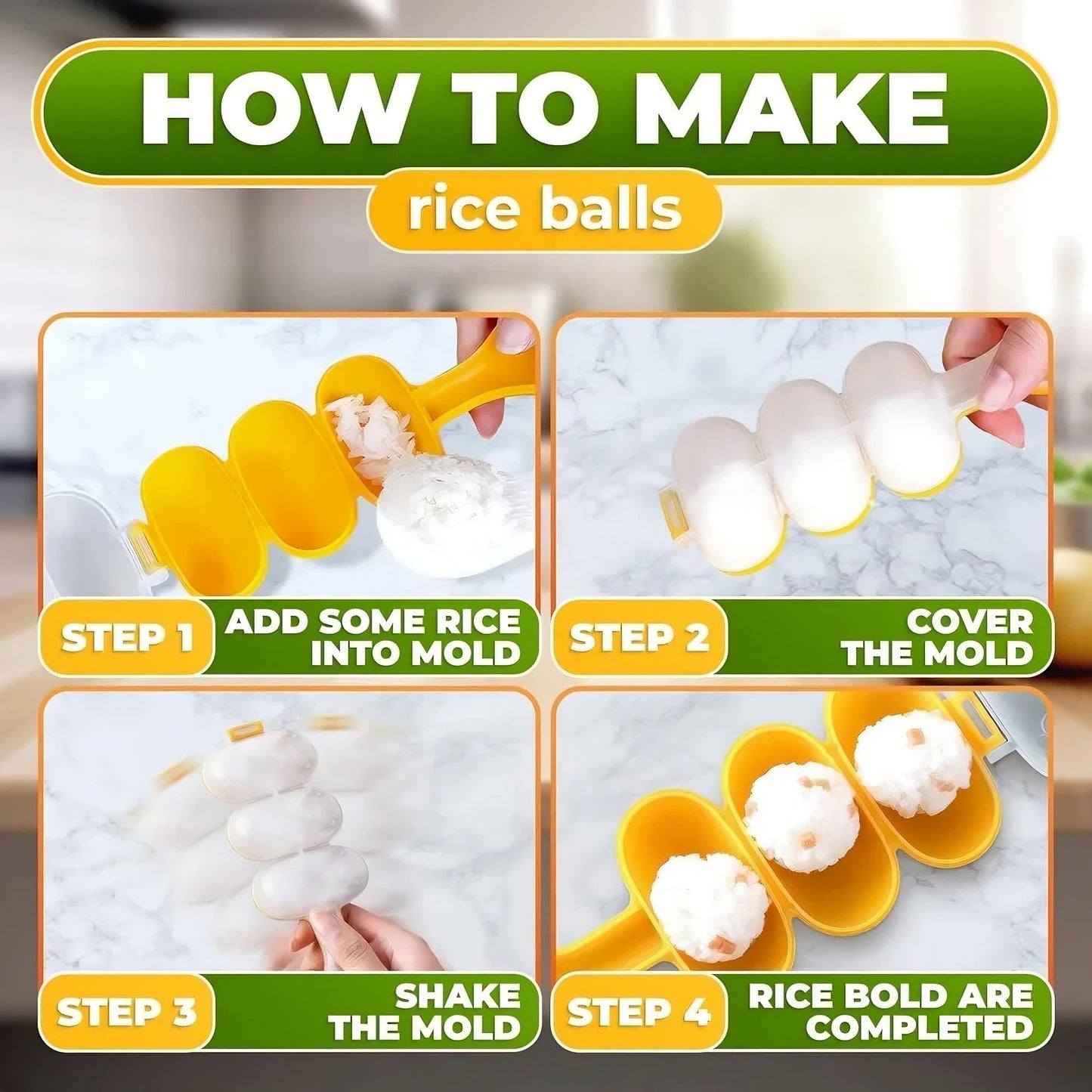 DIY Rice Ball Mold Set – Fun, Creative & Easy Meal Prep for Kids & Sushi Lovers
