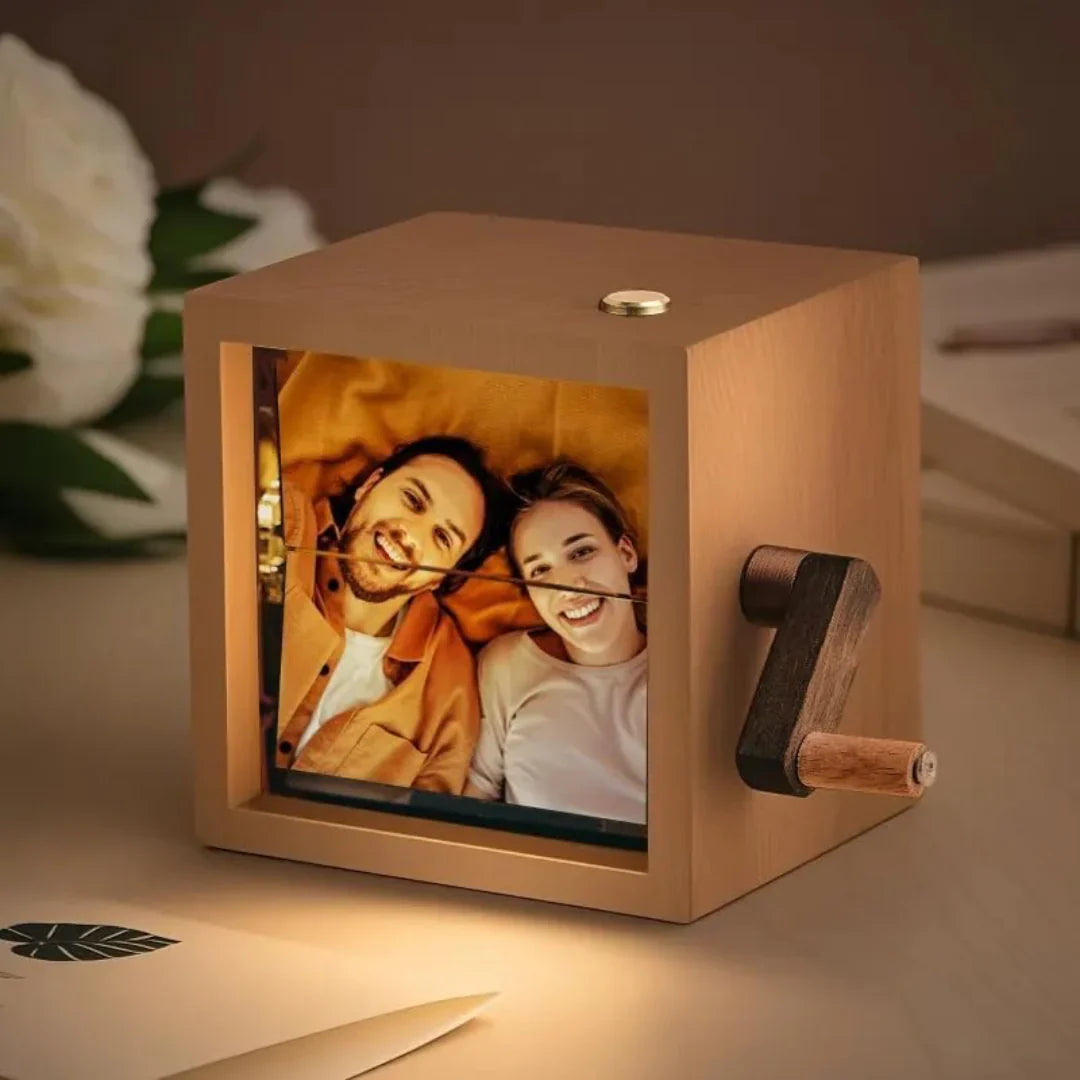Handcrafted Crank Photo Box – A Personalized Keepsake for Memorable Moments & Gifts