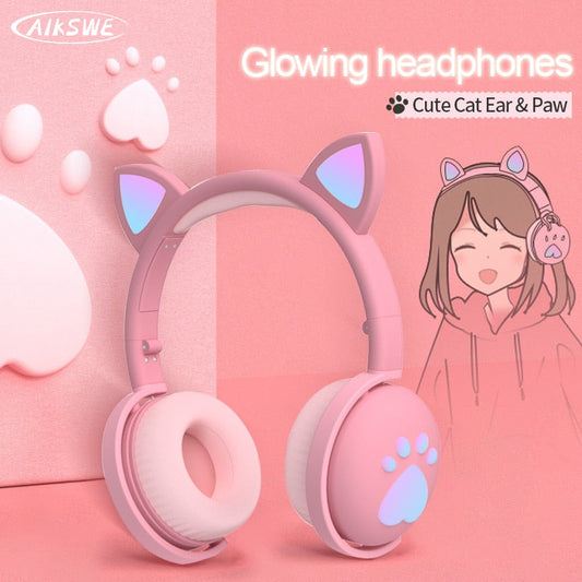 LED Cat Ear Bluetooth Headphones - High-Fidelity Sound, Built-in Mic, Foldable & Portable