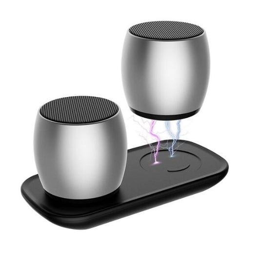 Dual Mini Speakers with Wireless Connectivity, Charging Base & High-Quality Sound