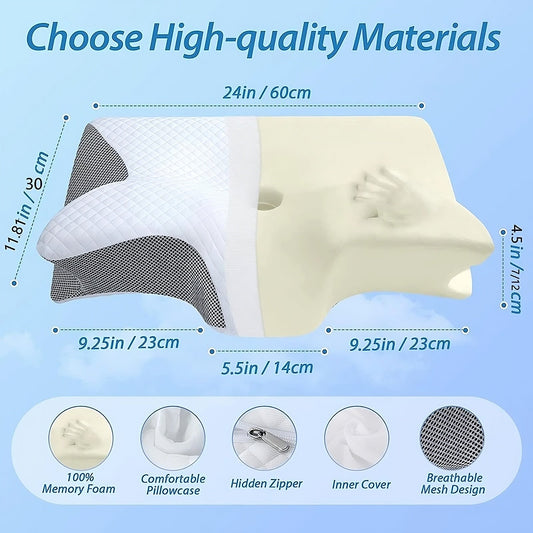 Memory Foam Cervical Pillow for Neck & Spine Support – Adjustable, Cooling Comfort