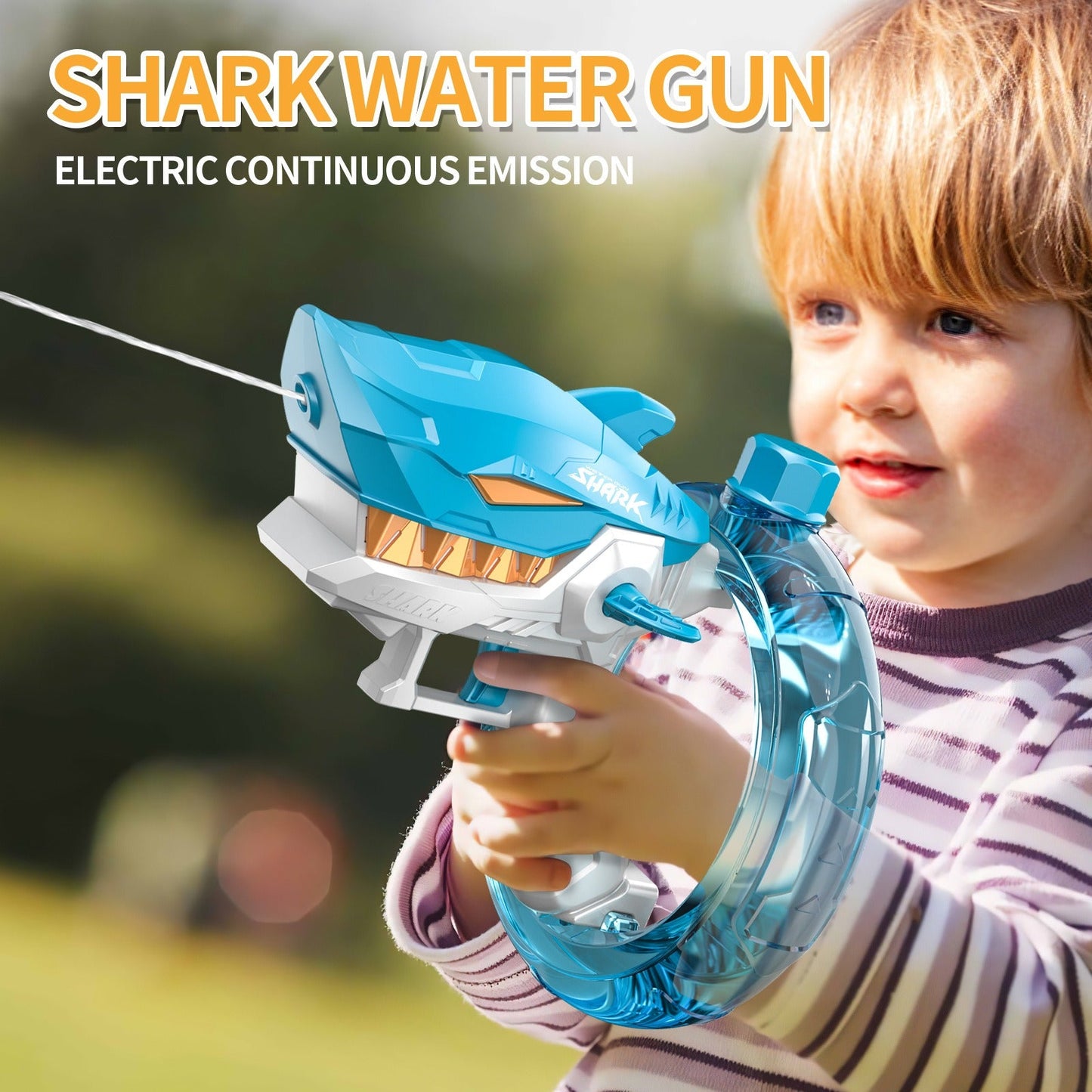 Shark-Themed Automatic Water Blaster with Large Tank, Long-Range Spray & Easy Controls
