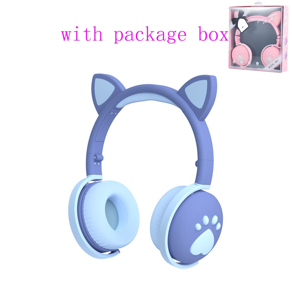 LED Cat Ear Bluetooth Headphones - High-Fidelity Sound, Built-in Mic, Foldable & Portable