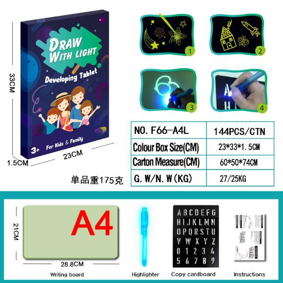 Glow Light Drawing Tablet - Mess-Free, Educational, Portable Fun for Kids of All Ages
