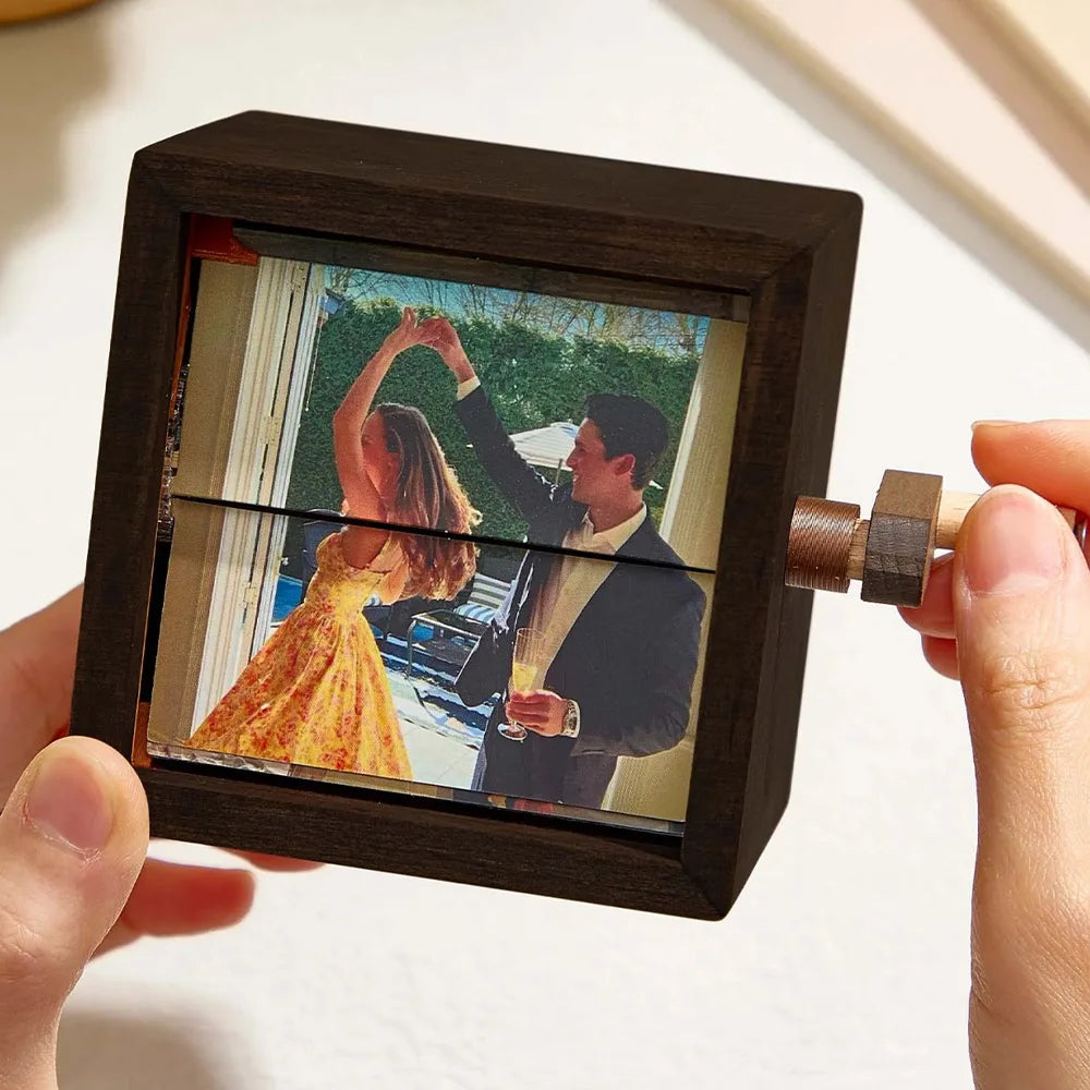 Handcrafted Crank Photo Box – A Personalized Keepsake for Memorable Moments & Gifts