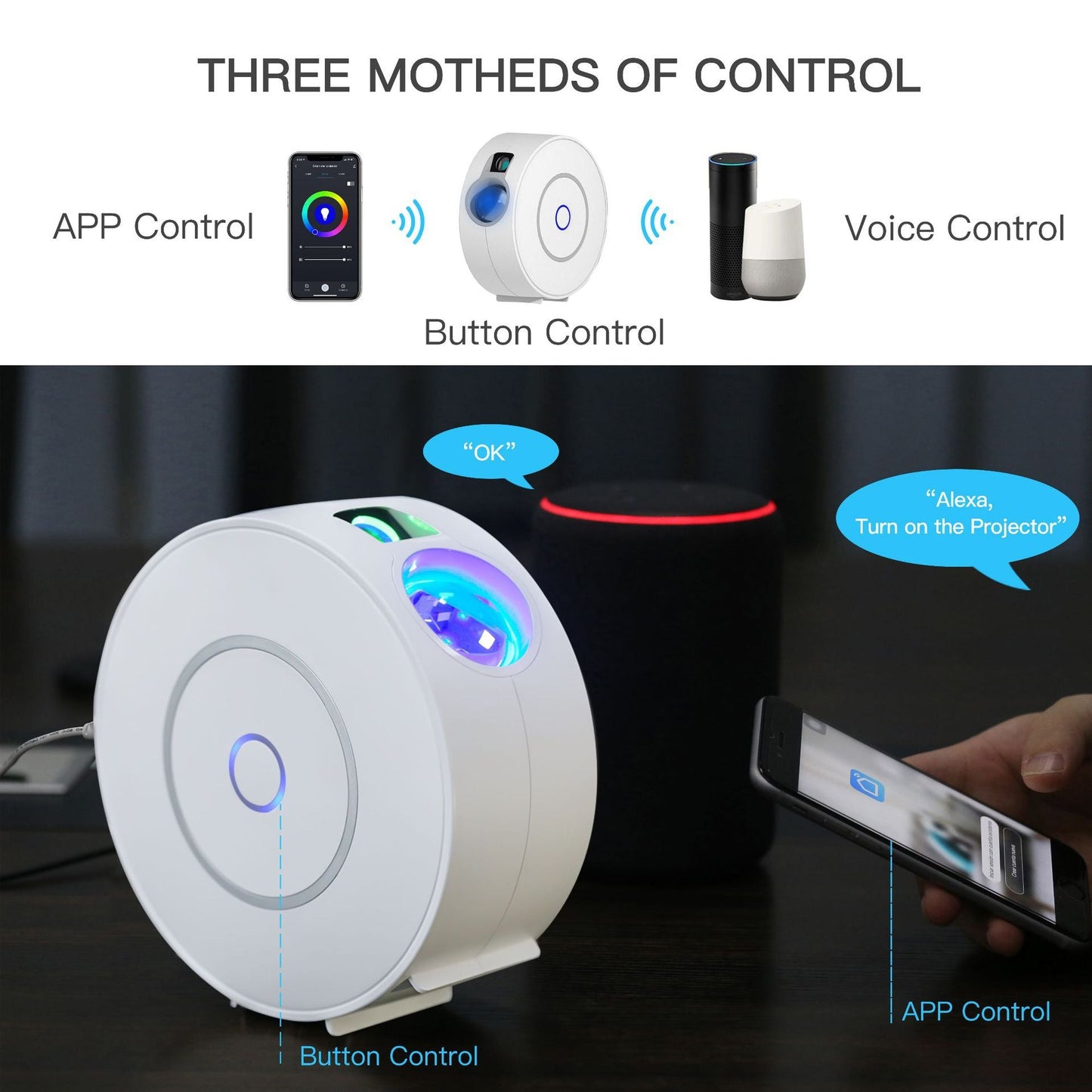 Smart Starry Sky Projector Night Light - WiFi Control, Adjustable Brightness & LED Technology