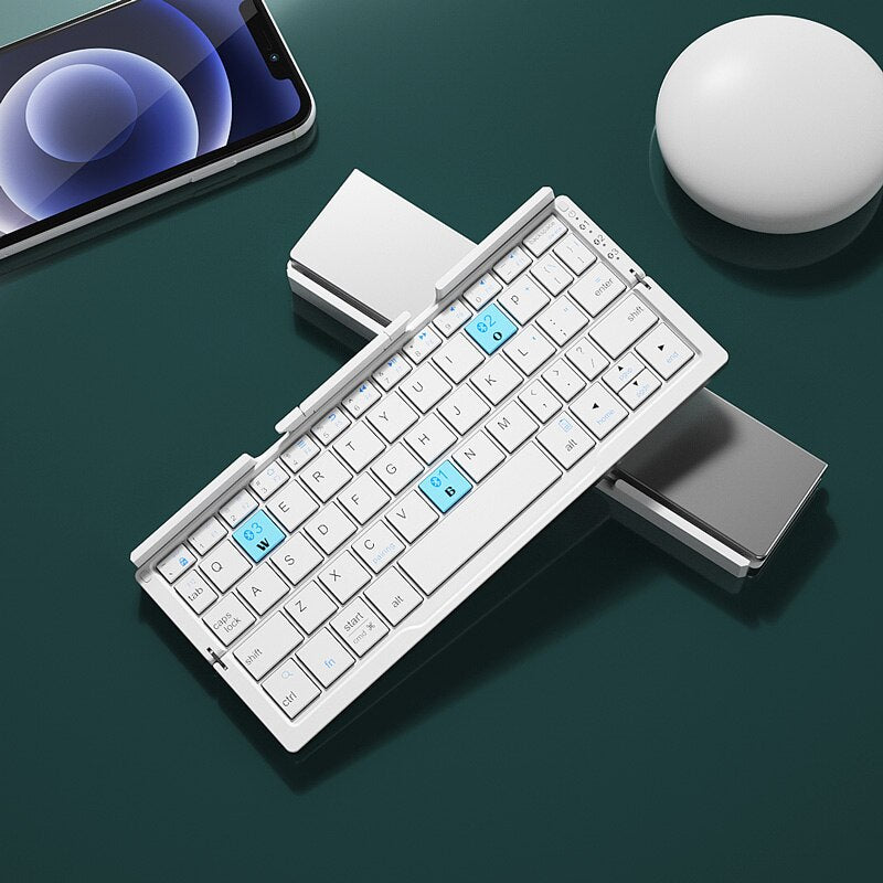 Portable Bluetooth Keyboard - Compact, Foldable, Rechargeable & Compatible with All Devices