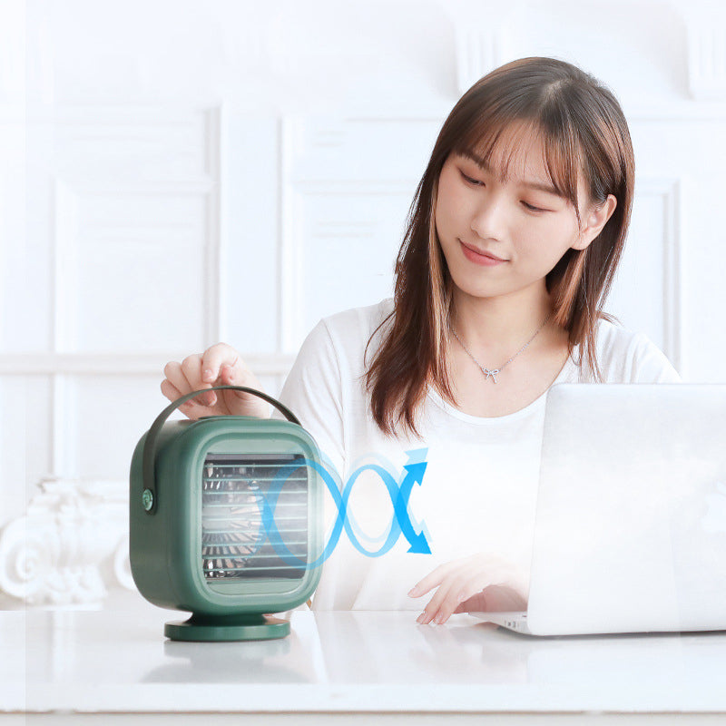 Water-Cooling Mini Desk Fan with Humidifier, Adjustable Airflow & Integrated Lamp