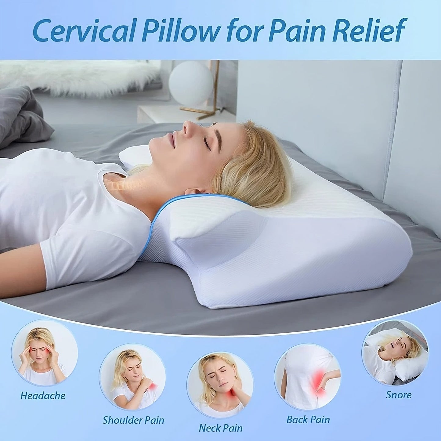 Memory Foam Cervical Pillow for Neck & Spine Support – Adjustable, Cooling Comfort