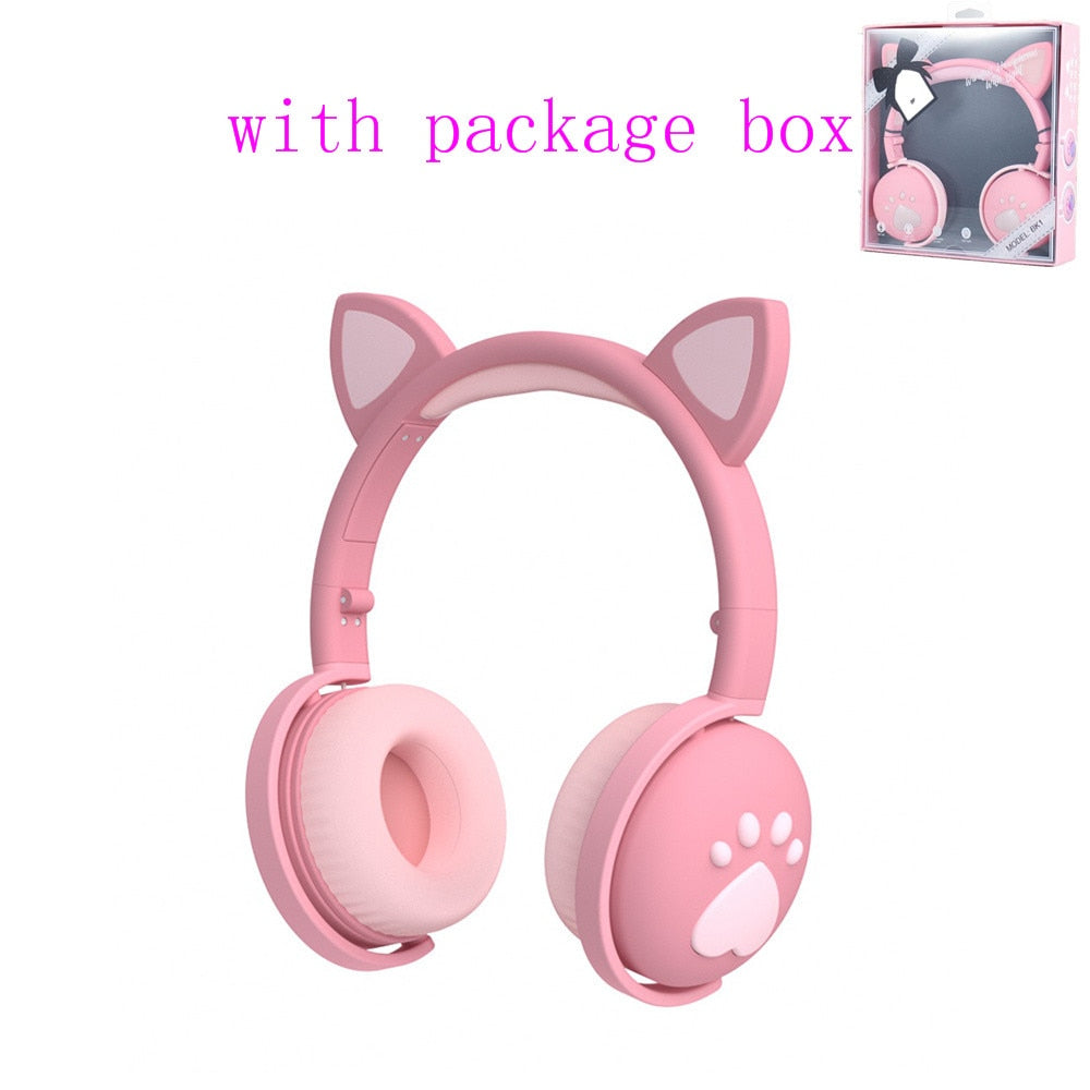 LED Cat Ear Bluetooth Headphones - High-Fidelity Sound, Built-in Mic, Foldable & Portable