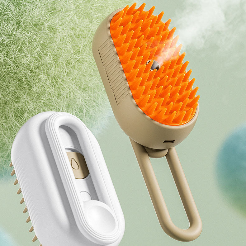 Battery-Powered Grooming Brush for Cats & Dogs - One-Touch Spray, Hair Removal & Massage