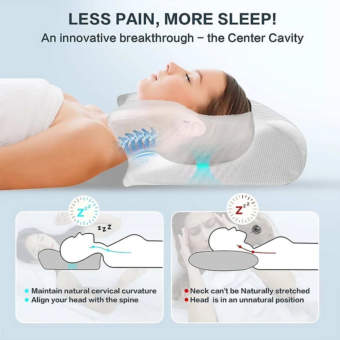 Memory Foam Cervical Pillow for Neck & Spine Support – Adjustable, Cooling Comfort