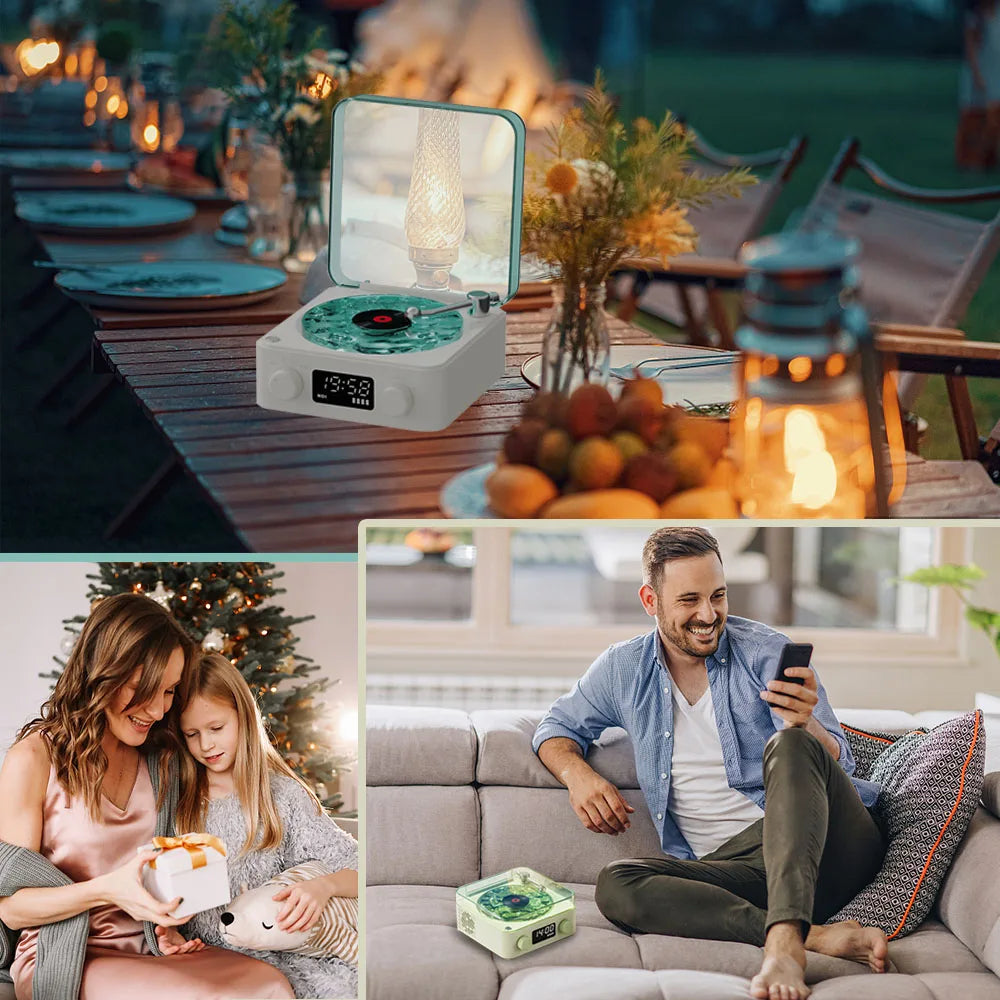 Retro Bluetooth Speaker with RGB Lights, Powerful Subwoofer & Long Battery Life