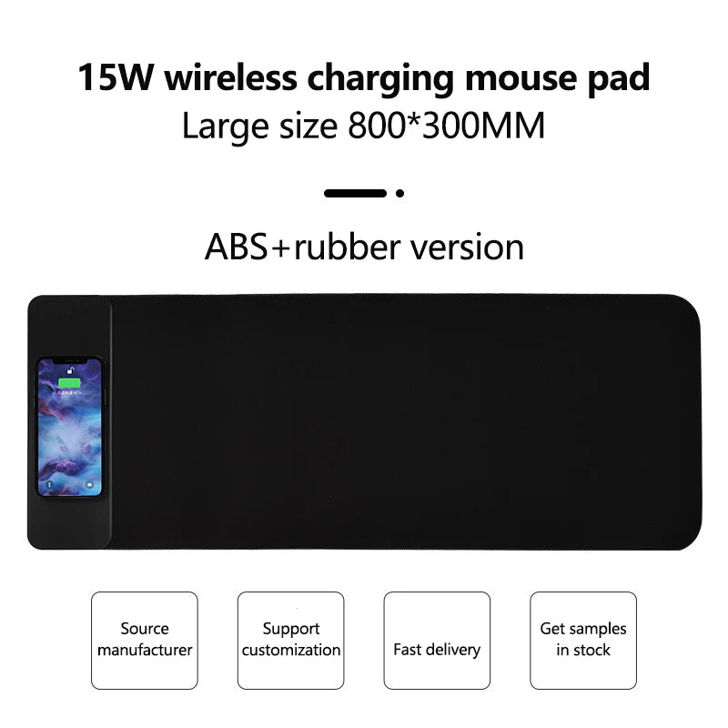 15W Wireless Charging Desk Pad - Extra-Large Surface, Non-Slip Base & Smooth Gaming Experience