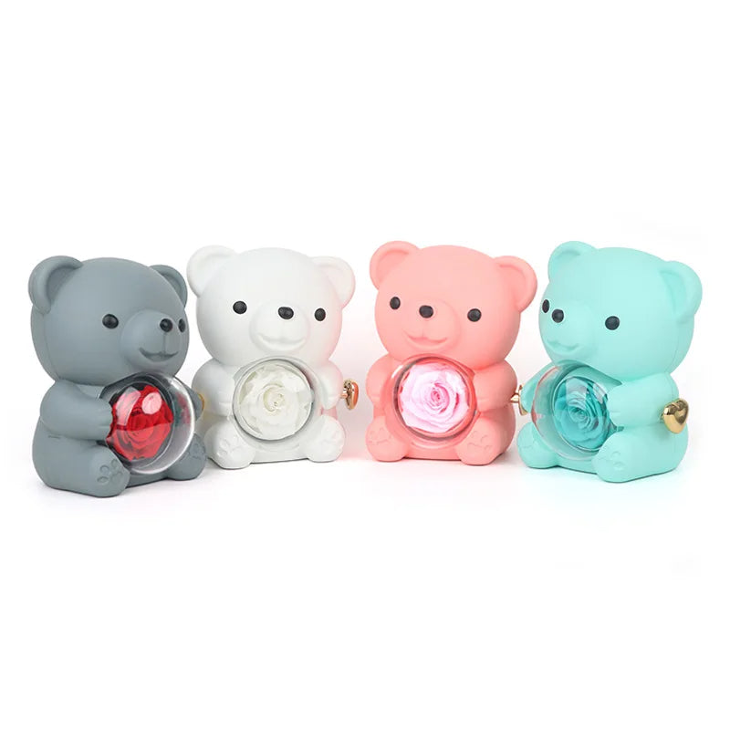 Eternal Rose Teddy Bear & Necklace Gift Set – Romantic Keepsake for Special Occasions