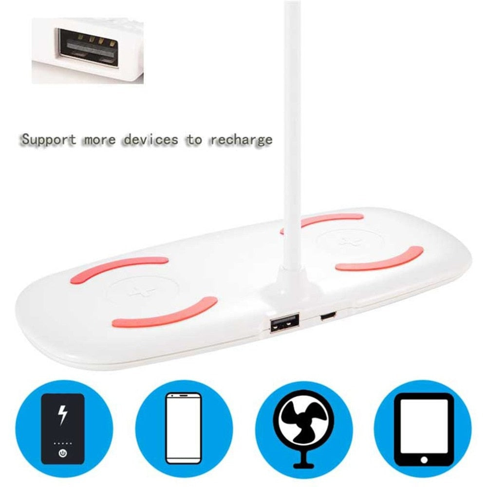 Smart Touch LED Desk Lamp - Adjustable Brightness, Mobile Charging, Foldable Design