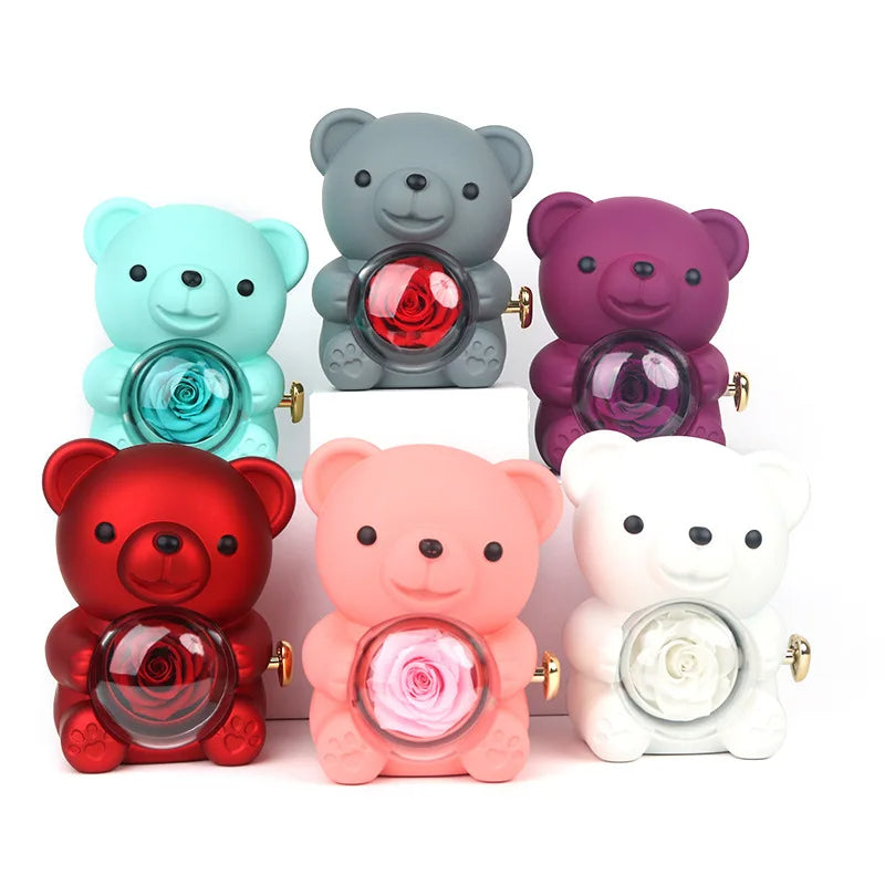 Eternal Rose Teddy Bear & Necklace Gift Set – Romantic Keepsake for Special Occasions