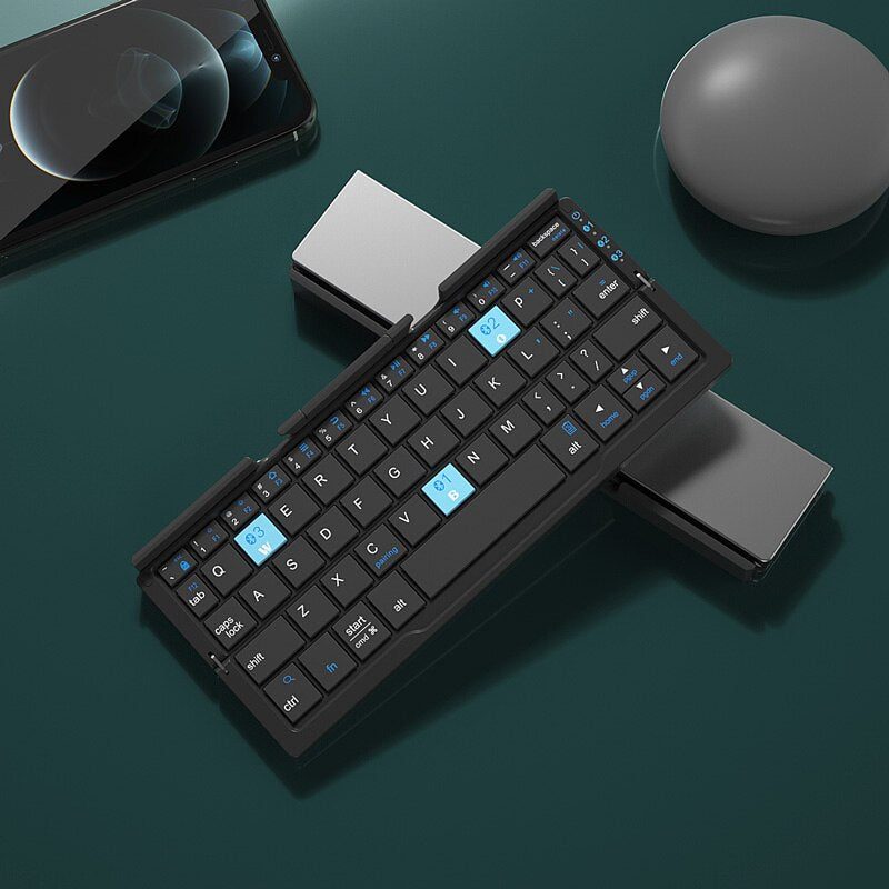 Portable Bluetooth Keyboard - Compact, Foldable, Rechargeable & Compatible with All Devices