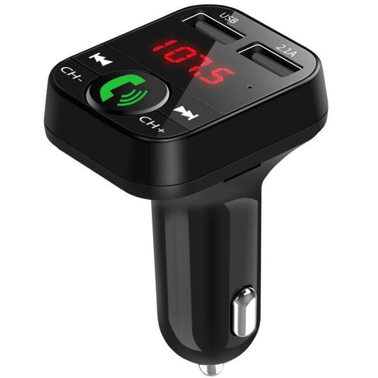 Bluetooth FM Transmitter with Car Charger, Hands-Free Calling & LCD Display for Easy Use