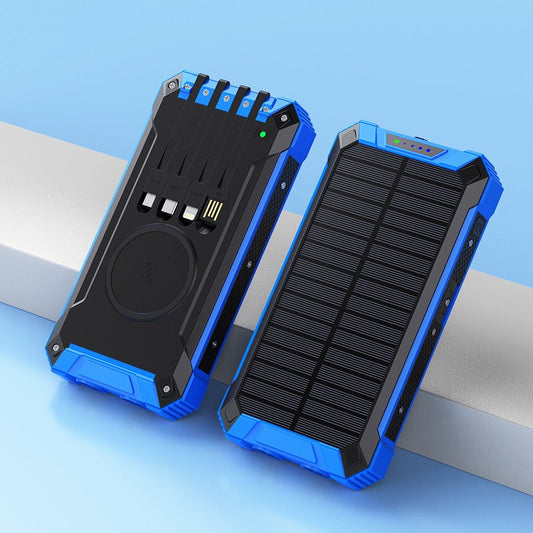 20000 mAh Solar Power Bank with Wireless Charging, Dual USB Outputs & Sustainable Energy