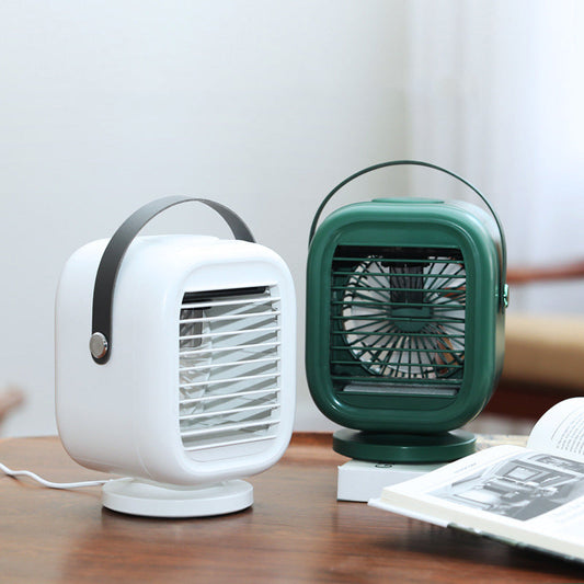 Water-Cooling Mini Desk Fan with Humidifier, Adjustable Airflow & Integrated Lamp