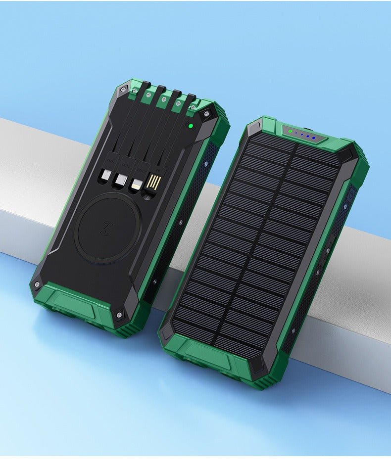 20000 mAh Solar Power Bank with Wireless Charging, Dual USB Outputs & Sustainable Energy