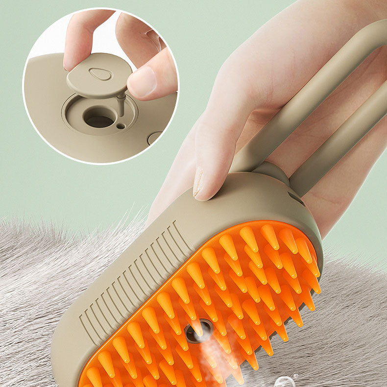 Battery-Powered Grooming Brush for Cats & Dogs - One-Touch Spray, Hair Removal & Massage