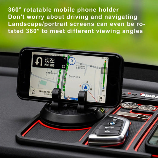 Multifunctional Car Dashboard Organizer - Phone Holder, Number Plate Holder & Anti-Slip Mat