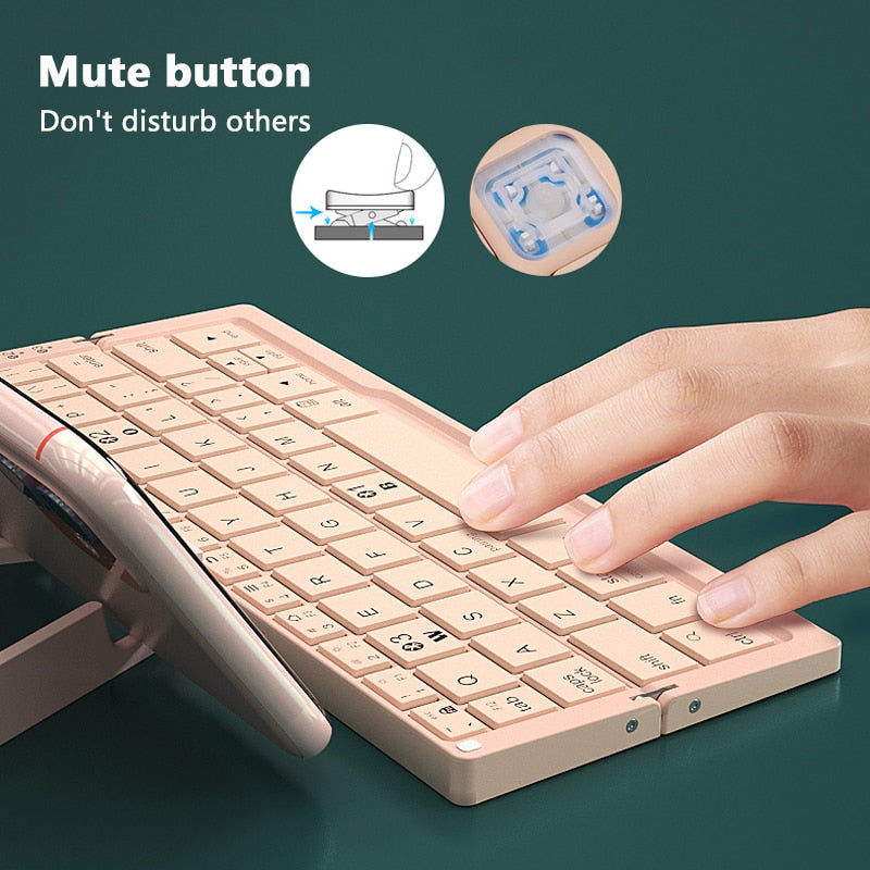 Portable Bluetooth Keyboard - Compact, Foldable, Rechargeable & Compatible with All Devices