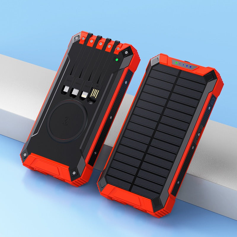 20000 mAh Solar Power Bank with Wireless Charging, Dual USB Outputs & Sustainable Energy