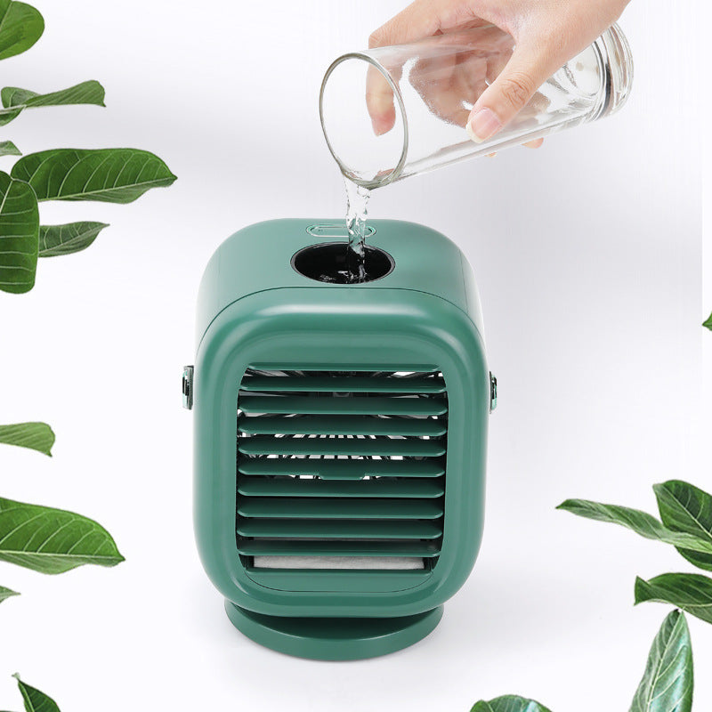 Water-Cooling Mini Desk Fan with Humidifier, Adjustable Airflow & Integrated Lamp