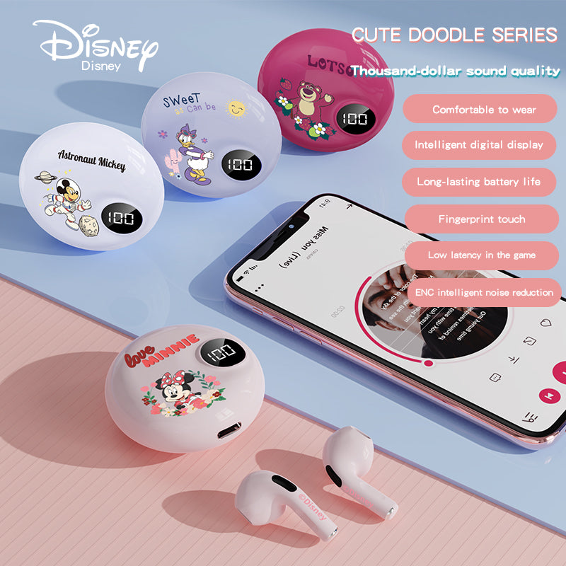 Disney TWS Earbuds with Minnie & Mickey Design - High-Quality Sound, Bluetooth & Long Battery