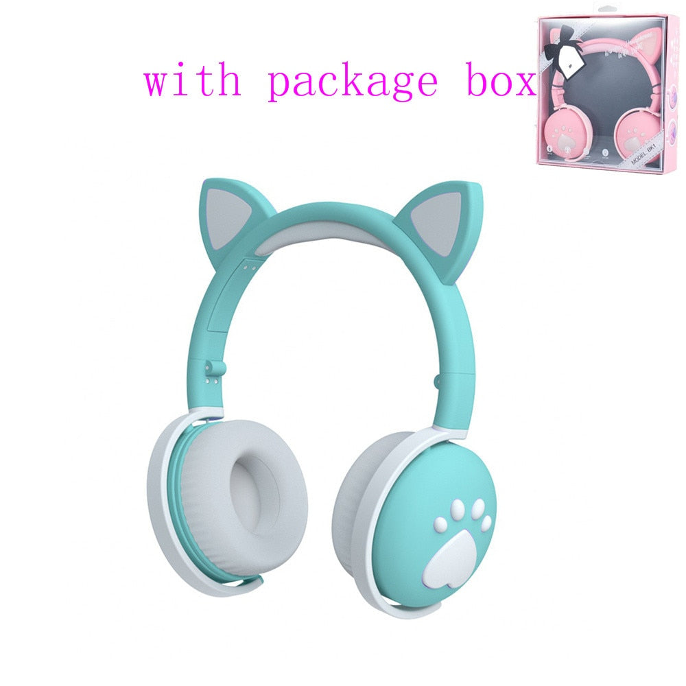 LED Cat Ear Bluetooth Headphones - High-Fidelity Sound, Built-in Mic, Foldable & Portable
