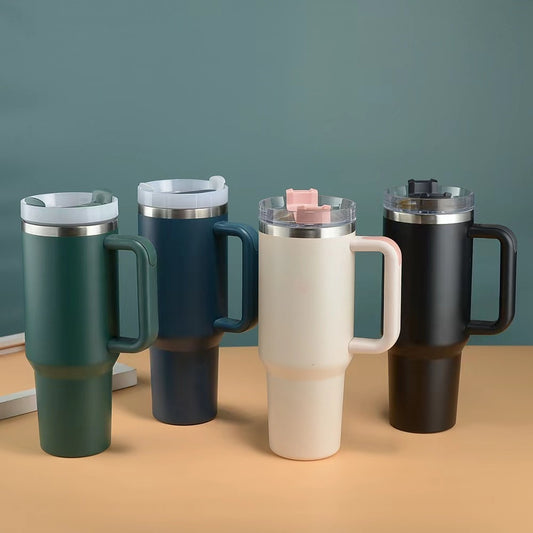 Large Capacity Car Cup with Handle – 304 Stainless Steel Vacuum Thermos, Portable Ice Cup