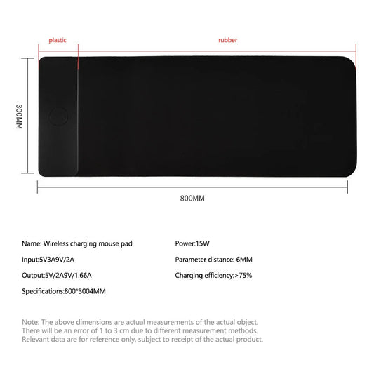 15W Wireless Charging Desk Pad - Extra-Large Surface, Non-Slip Base & Smooth Gaming Experience