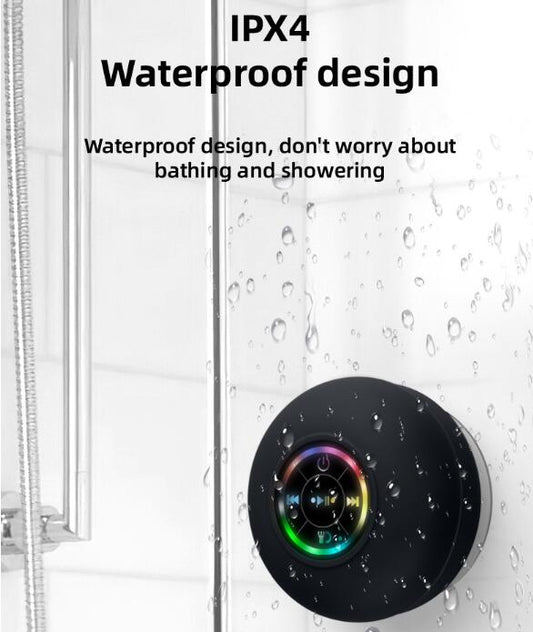 Waterproof Bluetooth Speaker with LED Lights, Suction Cup, High-Performance Sound & Mic