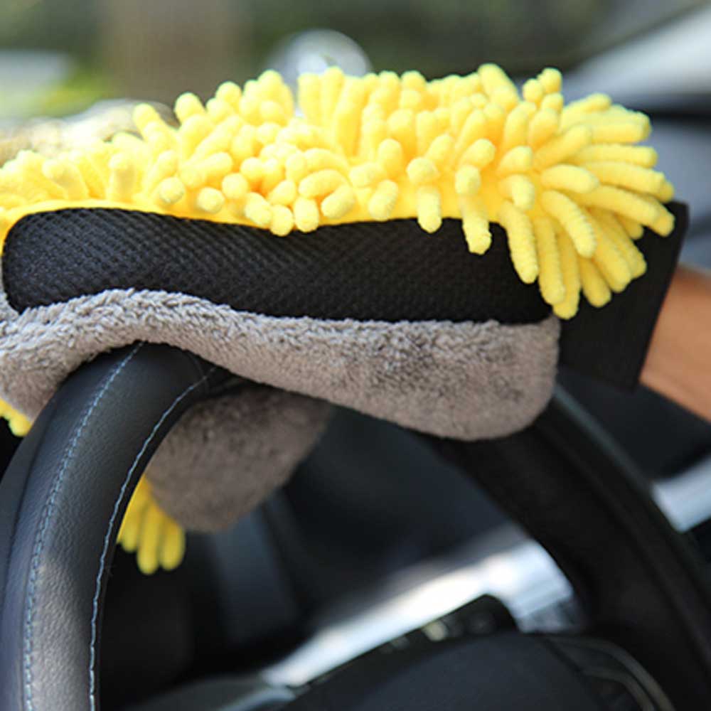 Ultra-Soft Coral Fleece Car Wash Mitt - Scratch-Free, High Absorbency & Machine Washable