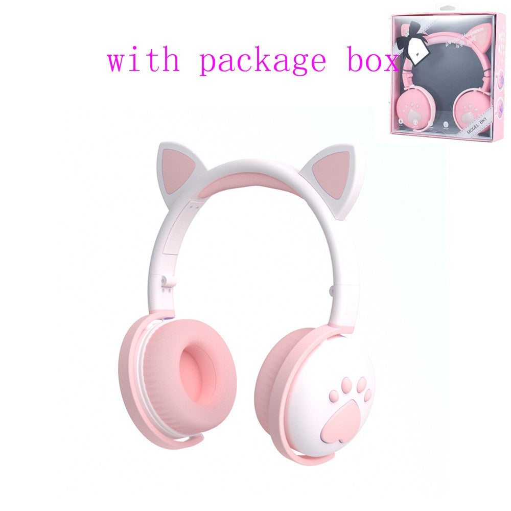 LED Cat Ear Bluetooth Headphones - High-Fidelity Sound, Built-in Mic, Foldable & Portable