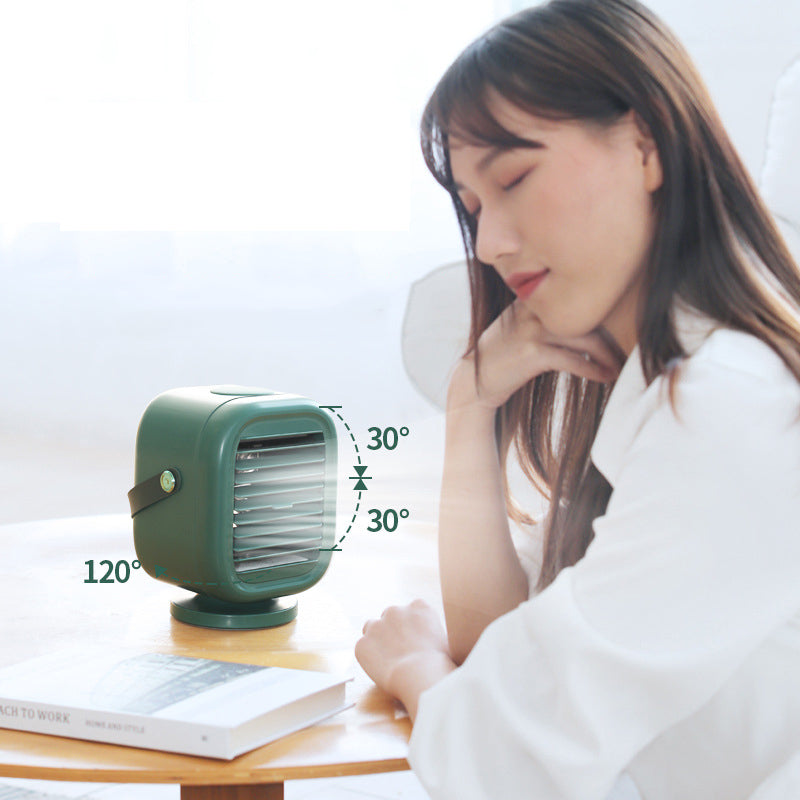 Water-Cooling Mini Desk Fan with Humidifier, Adjustable Airflow & Integrated Lamp
