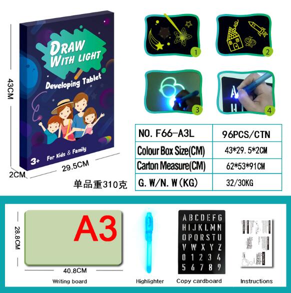 Glow Light Drawing Tablet - Mess-Free, Educational, Portable Fun for Kids of All Ages