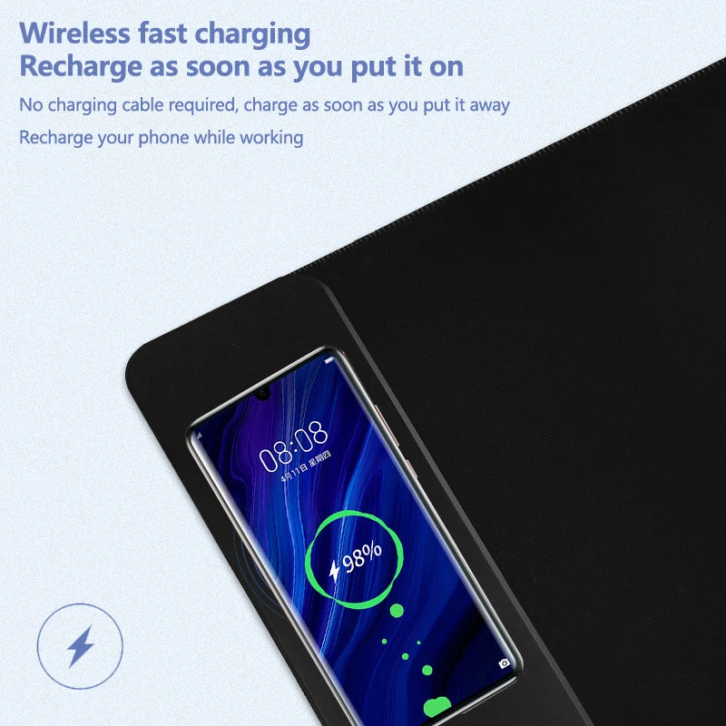 15W Wireless Charging Desk Pad - Extra-Large Surface, Non-Slip Base & Smooth Gaming Experience