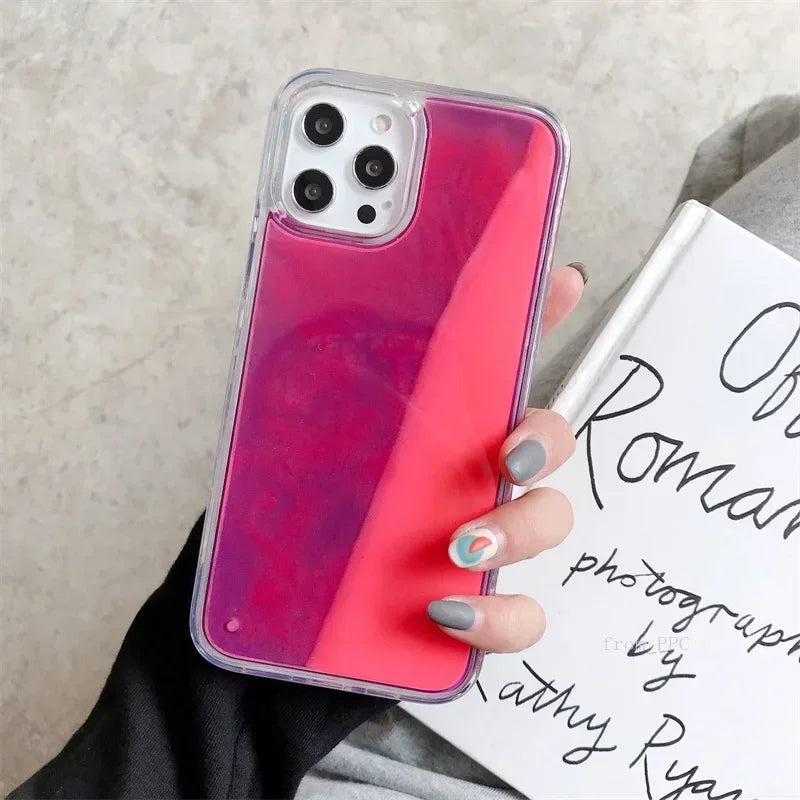 Glow in the Dark Sand Luminous iPhone Case – Liquid Glitter Quicksand for iPhone