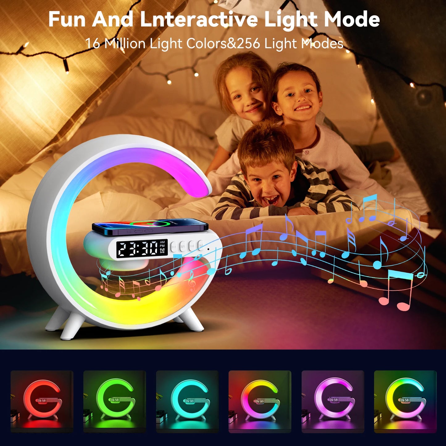 Sunrise Wake-Up Lamp with Bluetooth Speaker, Polar Projection & Portable Design
